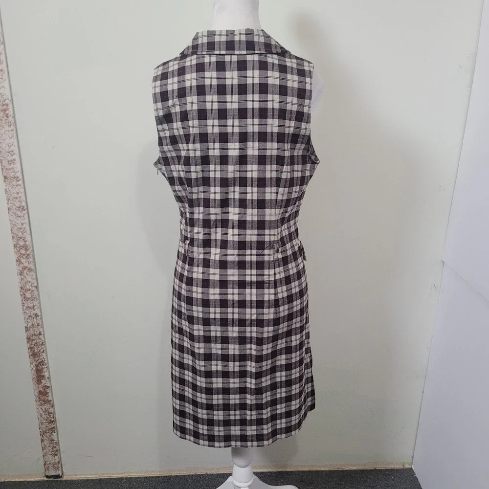 American Eagle 6 Plaid Shift Dress Womens Black White Sleeveless 90s Y2K Vintage